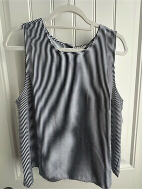 J. Crew Navy and White Vertical Stripe Top